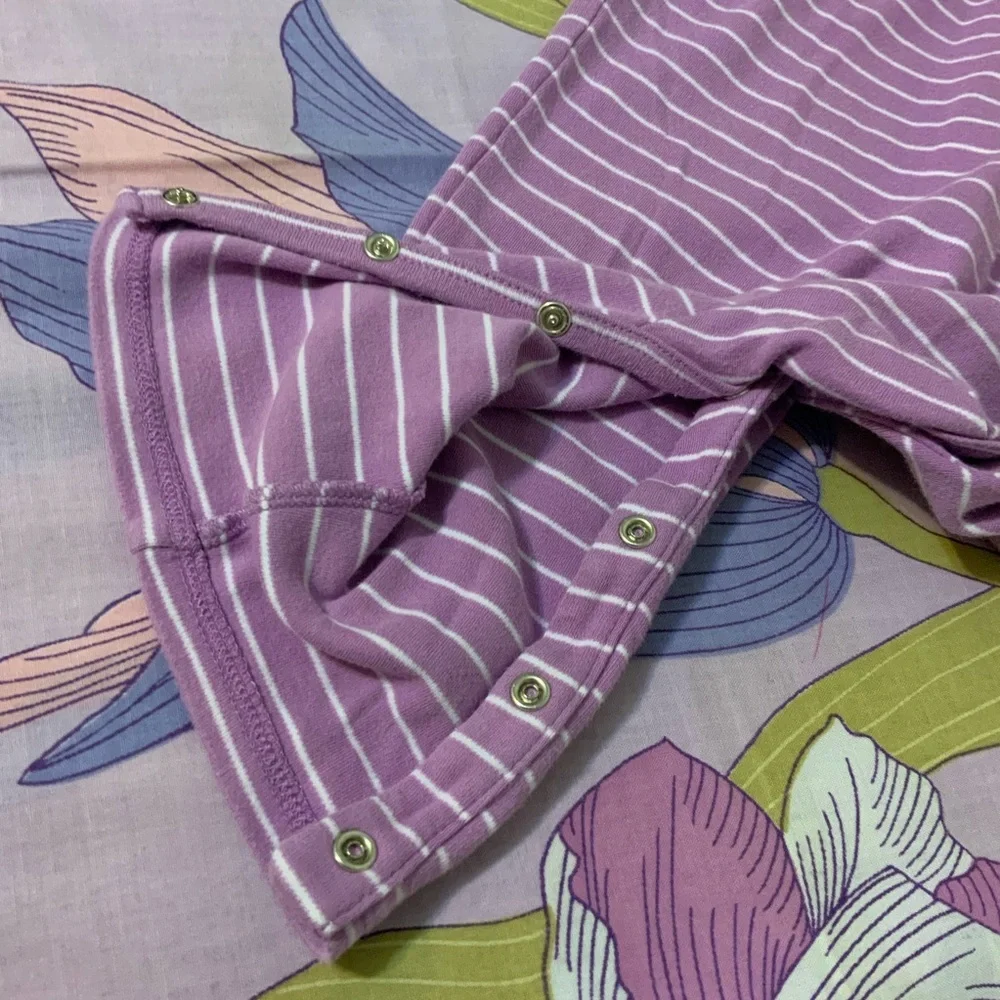 EUC RALPH LAUREN  Purple/White Stripe  Coverall Jumpsuit Baby Girl